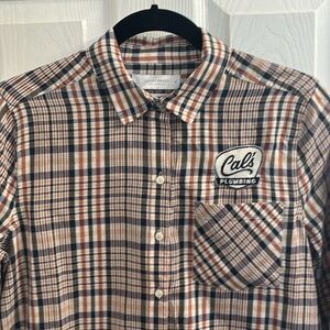 Lucky Brand Men's Classic Fit Plaid Shirt - Blue and Orange - Size S NWT!